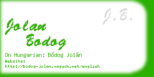 jolan bodog business card